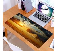 KDWJS Gaming Mouse Pad Mouse Mat - 35.5 x 16 in - XXL mousepad - Table mat large size - improved precision and speed - Grate Pyramids in Giza Valley in Egypt with Group of bedouins on Camels Riding T