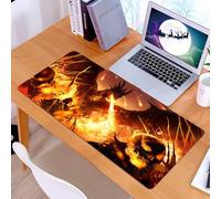 KDWJS Gaming Mouse Pad Mouse Mat - 35.5 x 16 in - XXL mousepad - Table mat large size - improved precision and speed - furious black dragon destroys the army of the undead with a fiery breath a magic