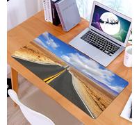 KDWJS Gaming Mouse Pad Mouse Mat - 35.5 x 16 in - XXL mousepad - Table mat large size - improved precision and speed - United States,Highway in California Steppe and Clouds Asphalt Road Horizon Hills