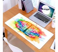 KDWJS Gaming Mouse Pad Mouse Mat - 35.5 x 16 in - XXL mousepad - Table mat large size - improved precision and speed - Watercolor,Vibrant Colorful Human Brain Body Neurology Hemispheres Creative Inte