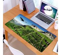 KDWJS Gaming Mouse Pad Mouse Mat - 35.5 x 16 in - XXL mousepad - Table mat large size - improved precision and speed - hawk in a lush flight with green peaks under a green blue sky