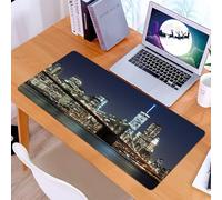 KDWJS Gaming Mouse Pad Mouse Mat - 35.5 x 16 in - XXL mousepad - Table mat large size - improved precision and speed - Brooklyn Bridge New York with Manhattan Skyline at Dusk