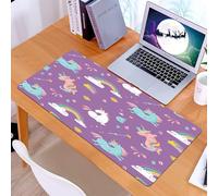 KDWJS Gaming Mouse Pad Mouse Mat - 35.5 x 16 in - XXL mousepad - Table mat large size - improved precision and speed - Magic hand drawn pattern - unicorn rainbow and fairy wings