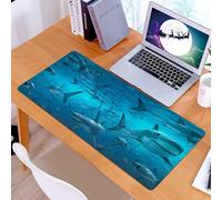 KDWJS Gaming Mouse Pad Mouse Mat - 35.5 x 16 in - XXL mousepad - Table mat large size - improved precision and speed - Sea animals nautical fantasy sea ocean fish shark underwater world