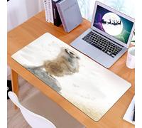 KDWJS Gaming Mouse Pad Mouse Mat - 35.5 x 16 in - XXL mousepad - Table mat large size - improved precision and speed - Animals, watercolor painting, Meerkat, standing high on a rock, staring into the