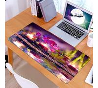KDWJS Gaming Mouse Pad Mouse Mat - 35.5 x 16 in - XXL mousepad - Table mat large size - improved precision and speed - violet composition - candles oil orchids and bamboo on water