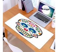 KDWJS Gaming Mouse Pad Mouse Mat - 35.5 x 16 in - XXL mousepad - Table mat large size - improved precision and speed - Mexican sugar skull - Polish folk art style - Wzory Lowickie Wycinanka