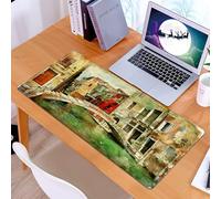 KDWJS Gaming Mouse Pad Mouse Mat - 35.5 x 16 in - XXL mousepad - Table mat large size - improved precision and speed - Venice, Vintage Artwork Painting Style Venetian Landscape