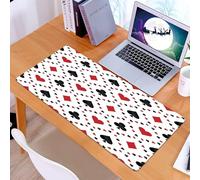 KDWJS Gaming Mouse Pad Mouse Mat - 35.5 x 16 in - XXL mousepad - Table mat large size - improved precision and speed - Poker cards, a series of red and black playing card symbol design pattern, on w