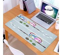 KDWJS Gaming Mouse Pad Mouse Mat - 35.5 x 16 in - XXL mousepad - Table mat large size - improved precision and speed - Christmas theme, cartoon, colorful owl with santa hat standing on a branch