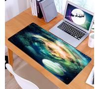 KDWJS Gaming Mouse Pad Mouse Mat - 35.5 x 16 in - XXL mousepad - Table mat large size - improved precision and speed - Outer space, spiral Andromeda galaxy with planets mystic Ko