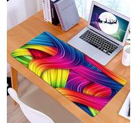 KDWJS Gaming Mouse Pad Mouse Mat - 35.5 x 16 in - XXL mousepad - Table mat large size - improved precision and speed - Art, colorful abstract background design, a series of colorful curved lines, int