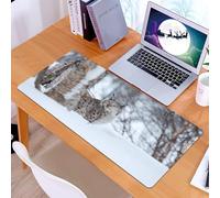 KDWJS Gaming Mouse Pad Mouse Mat - 35.5 x 16 in - XXL mousepad - Table mat large size - improved precision and speed - european lynx in the snow. Cold winter February Norway
