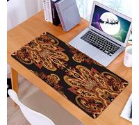 KDWJS Gaming Mouse Pad Mouse Mat - 35.5 x 16 in - XXL mousepad - Table mat large size - improved precision and speed - Seamless mandala paisley pattern. Vector oriental ethnic ornament burgundy red a