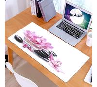 KDWJS Gaming Mouse Pad Mouse Mat - 35.5 x 16 in - XXL mousepad - Table mat large size - improved precision and speed - Lotus and Massage Stone Magic Japanese Zen Garden Theme