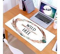 KDWJS Gaming Mouse Pad Mouse Mat - 35.5 x 16 in - XXL mousepad - Table mat large size - improved precision and speed - Feather,Watercolor Wreath Bird Feathers Circle with an Arrow Wild and Free Conce