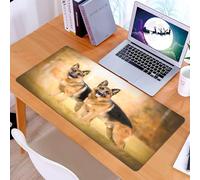 KDWJS Gaming Mouse Pad Mouse Mat - 35.5 x 16 in - XXL mousepad - Table mat large size - improved precision and speed - Animals, two majestic German shepherds standing in the sun