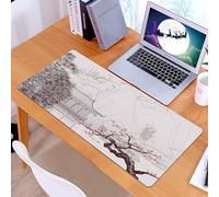 KDWJS Gaming Mouse Pad Mouse Mat - 35.5 x 16 in - XXL mousepad - Table mat large size - improved precision and speed - Vector illustration of a Chinese landscape in the style of old chinese painting