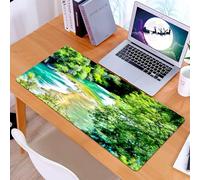 KDWJS Gaming Mouse Pad Mouse Mat - 35.5 x 16 in - XXL mousepad - Table mat large size - improved precision and speed - Nature, Exquisite jungle with waterfall, Magic forest lake, dreaming image