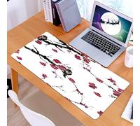 KDWJS Gaming Mouse Pad Mouse Mat - 35.5 x 16 in - XXL mousepad - Table mat large size - improved precision and speed - Floral seamless pattern. Blooming cherry with birds on branches. Watercolor pain