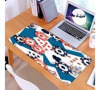 KDWJS Gaming Mouse Pad Mouse Mat - 35.5 x 16 in - XXL mousepad - Table mat large size - improved precision and speed - Bright casino chips and poker cards on blue table seamless pattern