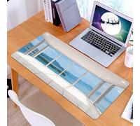 KDWJS Gaming Mouse Pad Mouse Mat - 35.5 x 16 in - XXL mousepad - Table mat large size - improved precision and speed - Modern Lounge with Tiny Island Ocean Seascape Clouds Open Sky Image