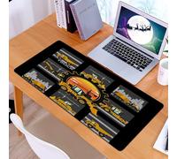KDWJS Gaming Mouse Pad Mouse Mat - 35.5 x 16 in - XXL mousepad - Table mat large size - improved precision and speed - Urban architectural art, a series of eye-catching yellow building vehicles with