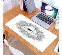 KDWJS Gaming Mouse Pad Mouse Mat - 35.5 x 16 in - XXL mousepad - Table mat large size - improved precision and speed - Eye, all eye seeing vintage tattoo symbol with Boho Mandala