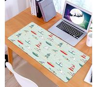 KDWJS Gaming Mouse Pad Mouse Mat - 35.5 x 16 in - XXL mousepad - Table mat large size - improved precision and speed - Seagulls Lighthouses Message Bottled Steamboats Sailboats Wavy Pattern