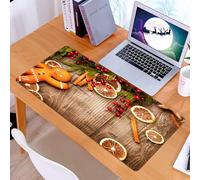 KDWJS Gaming Mouse Pad Mouse Mat - 35.5 x 16 in - XXL mousepad - Table mat large size - improved precision and speed - Gingerbread man, rustic composition with holly berry, orange slice