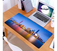 KDWJS Gaming Mouse Pad Mouse Mat - 35.5 x 16 in - XXL mousepad - Table mat large size - improved precision and speed - Urban,City Skyline of Shanghai China on Huangpu River Dusk Famous Travel Destina