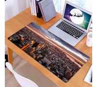 KDWJS Gaming Mouse Pad Mouse Mat - 35.5 x 16 in - XXL mousepad - Table mat large size - improved precision and speed - USA, Aerial view of the Manhattan skyline at sunset, Famous Financial District,