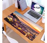 KDWJS Gaming Mouse Pad Mouse Mat - 35.5 x 16 in - XXL mousepad - Table mat large size - improved precision and speed - Old City of Jerusalem Historic City Center Israel Twilight View