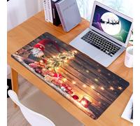 KDWJS Gaming Mouse Pad Mouse Mat - 35.5 x 16 in - XXL mousepad - Table mat large size - improved precision and speed - Santa Claus or dwarf holds a fir tree with Christmas lights surrounded by gift b