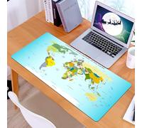 KDWJS Gaming Mouse Pad Mouse Mat - 35.5 x 16 in - XXL mousepad - Table mat large size - improved precision and speed - Wanderlust Decor, world map with countries and capitals of the earth with oceans