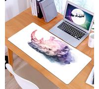 KDWJS Gaming Mouse Pad Mouse Mat - 35.5 x 16 in - XXL mousepad - Table mat large size - improved precision and speed - Watercolor painted rhino portrait with bright colors and delicate brushstrokes