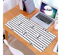 KDWJS Gaming Mouse Pad Mouse Mat - 35.5 x 16 in - XXL mousepad - Table mat large size - improved precision and speed - Nautical design, repetitive design of navy blue and white anchors and ropes, on