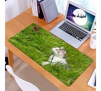 KDWJS Gaming Mouse Pad Mouse Mat - 35.5 x 16 in - XXL mousepad - Table mat large size - improved precision and speed - Nature, cute cat observes a butterfly in the meadow garden inspirational picture