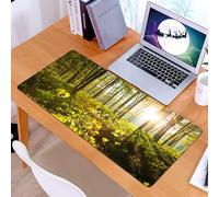 KDWJS Gaming Mouse Pad Mouse Mat - 35.5 x 16 in - XXL mousepad - Table mat large size - improved precision and speed - Forest, trees sunbeams in the forest foliage green landscape
