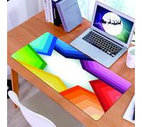 KDWJS Gaming Mouse Pad Mouse Mat - 35.5 x 16 in - XXL mousepad - Table mat large size - improved precision and speed - Abstract background, rainbow colored stripes forming a giant star Spectr