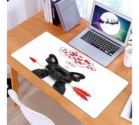 KDWJS Gaming Mouse Pad Mouse Mat - 35.5 x 16 in - XXL mousepad - Table mat large size - improved precision and speed - valentines french bulldog dog in love holding a cupids arrow with mouth