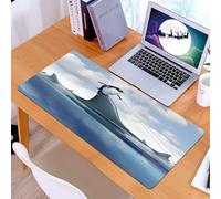 KDWJS Gaming Mouse Pad Mouse Mat - 35.5 x 16 in - XXL mousepad - Table mat large size - improved precision and speed - Penguin stands on shark fins, ropes, penguins and shark fins are on the ocean, p