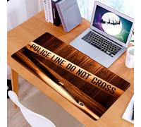 KDWJS Gaming Mouse Pad Mouse Mat - 35.5 x 16 in - XXL mousepad - Table mat large size - improved precision and speed - Scene of murder, security warning tape on a crime scene, weapon