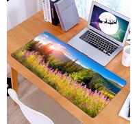 KDWJS Gaming Mouse Pad Mouse Mat - 35.5 x 16 in - XXL mousepad - Table mat large size - improved precision and speed - Landscape, Photo autumn landscape in the mountains with fl