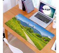 KDWJS Gaming Mouse Pad Mouse Mat - 35.5 x 16 in - XXL mousepad - Table mat large size - improved precision and speed - Idyllic summer landscape in the Alps with fresh green mountain pastures and snow