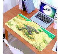KDWJS Gaming Mouse Pad Mouse Mat - 35.5 x 16 in - XXL mousepad - Table mat large size - improved precision and speed - Coastal turtle encounter，Marine Corps turtle on the beach，Ocean shelter turtle a