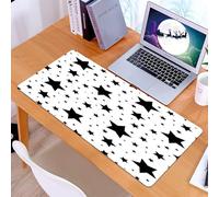 KDWJS Gaming Mouse Pad Mouse Mat - 35.5 x 16 in - XXL mousepad - Table mat large size - improved precision and speed - Seamless pattern with black stars on a white background. Vector illustration.
