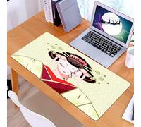KDWJS Gaming Mouse Pad Mouse Mat - 35.5 x 16 in - XXL mousepad - Table mat large size - improved precision and speed - Japanese, Geisha Woman Portrait Traditional Asian Kimono Maiko Cultural Fri