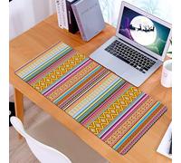 KDWJS Gaming Mouse Pad Mouse Mat - 35.5 x 16 in - XXL mousepad - Table mat large size - improved precision and speed - Geometric stripe pattern, multicolor vertical stripe array with complex geometri