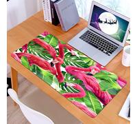 KDWJS Gaming Mouse Pad Mouse Mat - 35.5 x 16 in - XXL mousepad - Table mat large size - improved precision and speed - Flamingo, Flamingos Sitting On Macro Tropic Exotic Leaves Graphic In Retro Style